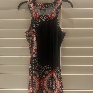 Lily DressTunic with Red & White Geometric Floral Accents